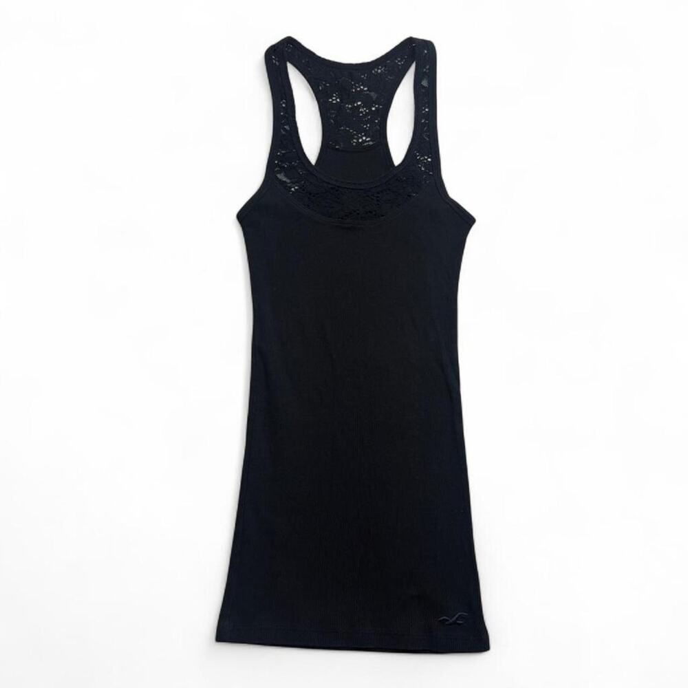 Vintage Hollister Cotton Navy Blue Full Length Fitted Tank Top tank size small
